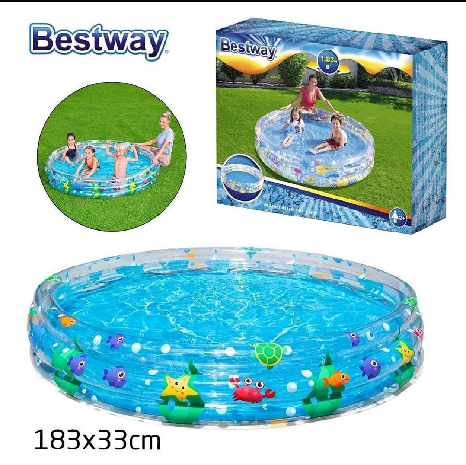 Bestway Piscine Gonflable pour Enfants 3 Anneaux 183X33 Cm